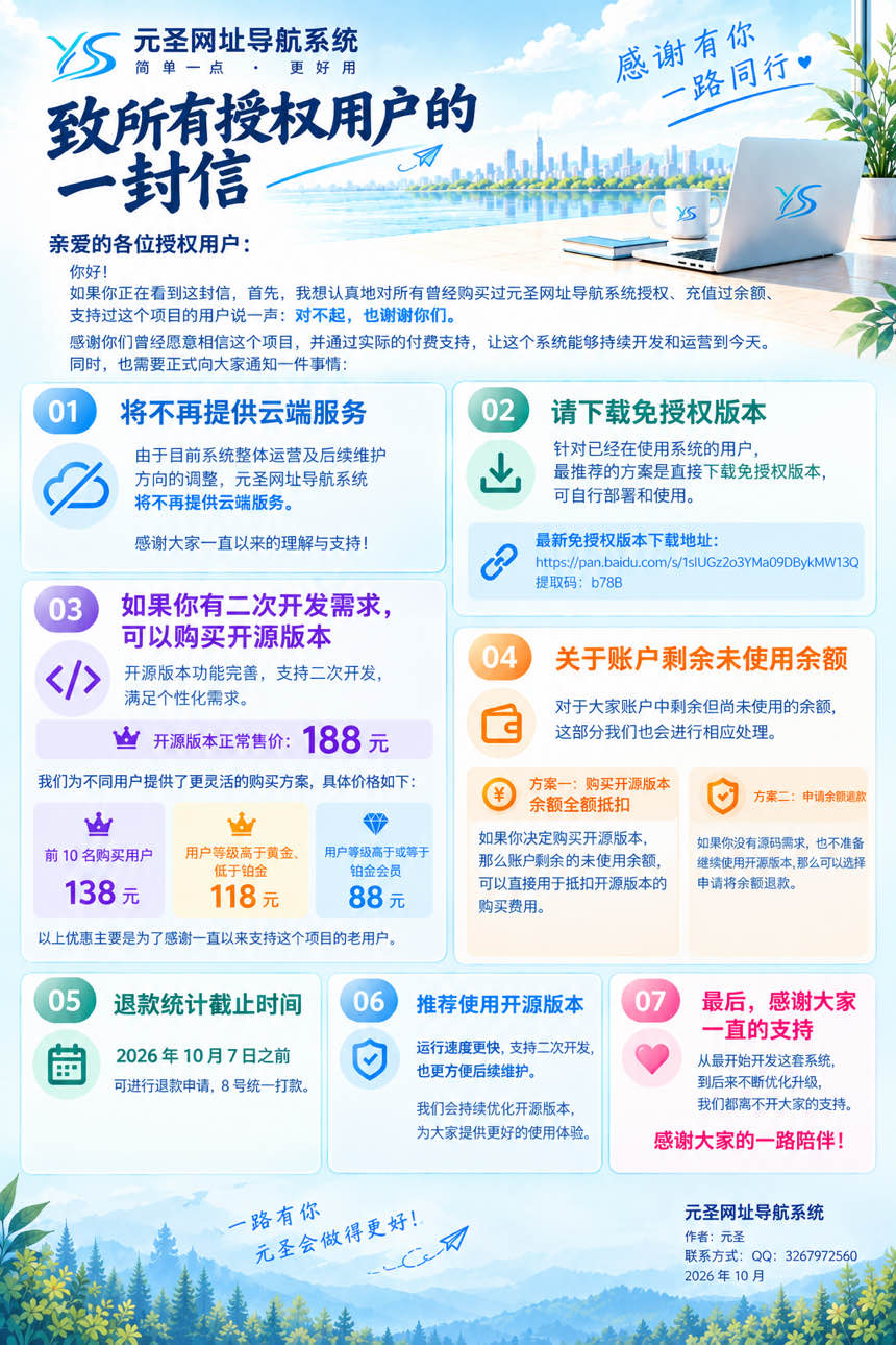 本站开源版源码（元圣导航系统）